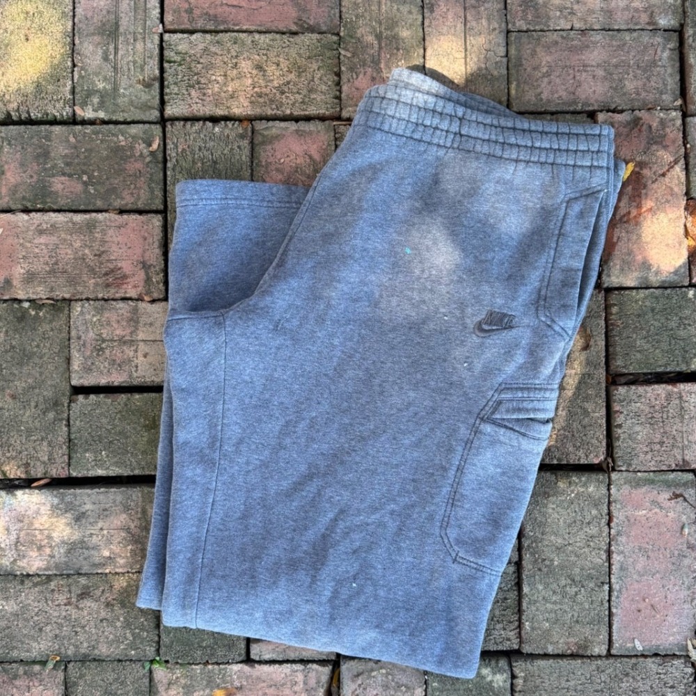 Nike Mens Fleece Cargo Sweatpants Grey Straight Leg Joggers XL